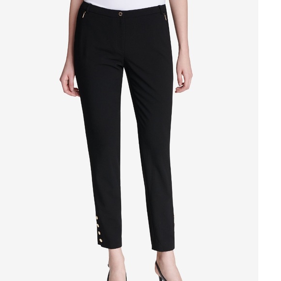 Calvin Klein Pants - Calvin Klein Black Button-Hem Ankle Pants Sz:2